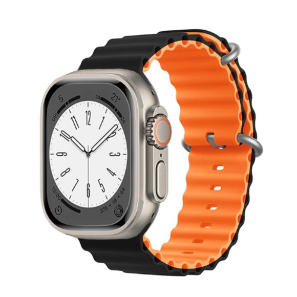NEW BLACK ORANGE Silicone Ocean Strap for Apple Watch - Picture 1 of 1